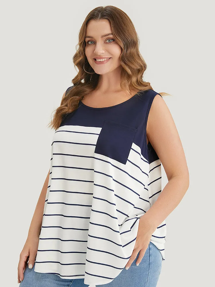 Striped Patchwork Pocket Tank Top sold by Bloomchic product image thumbnail 4