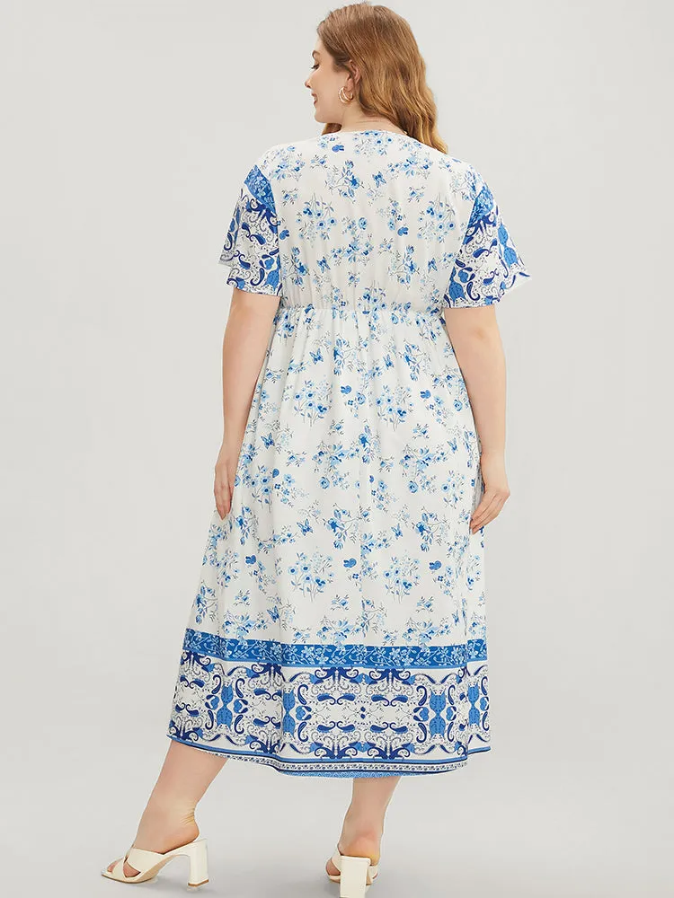 Bandana Ruffle Sleeve Button Detail Pocket Ties Up Dress sold by Bloomchic product image thumbnail 4