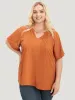 Solid Notched Pleated Mesh Raglan Sleeve Blouse sold by Bloomchic