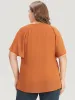 Solid Notched Pleated Mesh Raglan Sleeve Blouse sold by Bloomchic