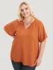 Solid Notched Pleated Mesh Raglan Sleeve Blouse sold by Bloomchic