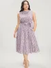 Ditsy Floral Keyhole Pocket Belted Mock Neck Ruffles Dress sold by Bloomchic