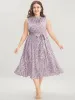 Ditsy Floral Keyhole Pocket Belted Mock Neck Ruffles Dress sold by Bloomchic