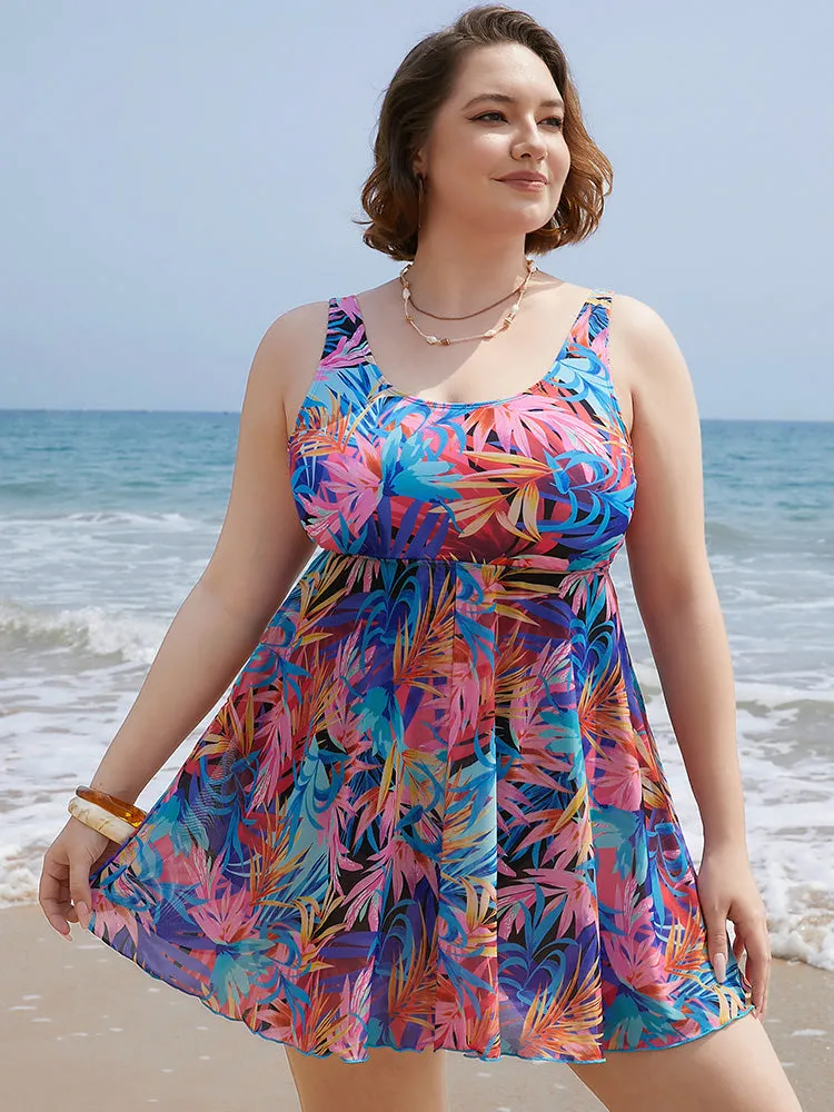 Tropical Print Ruffles Split Front Swim Dress sold by Bloomchic product image thumbnail 3