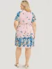 Floral & Butterfly Print Pocket Shirred Mock Neck Ruffles Dress sold by Bloomchic
