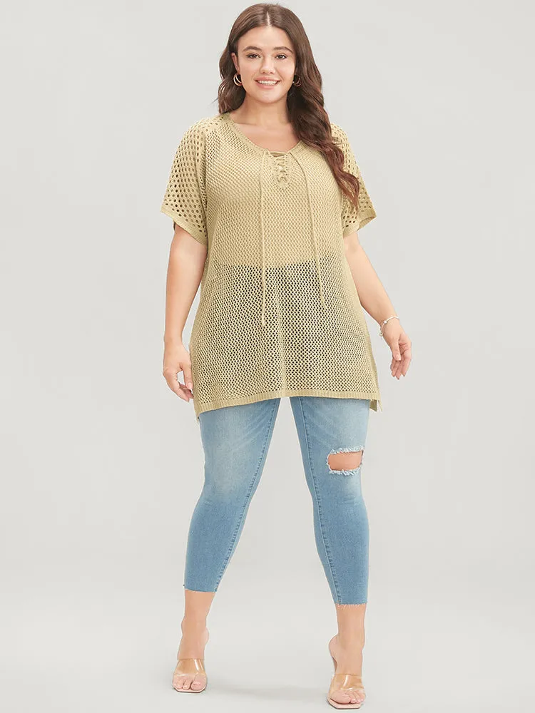 Plain Split Cut Out Lace Up Knit Top sold by Bloomchic product image thumbnail 5