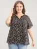 Ditsy Floral Notched Ruffle Sleeve Blouse sold by Bloomchic