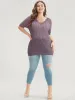 Plain Geometric Lace Trim V Neck Knit Top sold by Bloomchic
