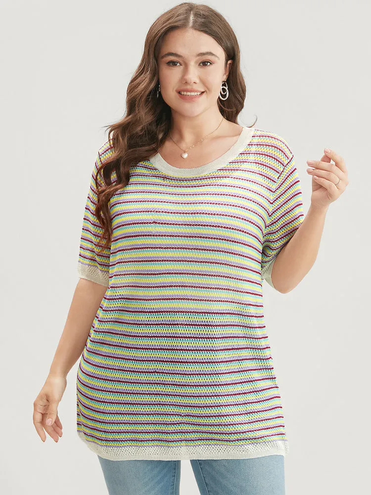 Striped Contrast Round Neck Knit Top sold by Bloomchic product image thumbnail 4