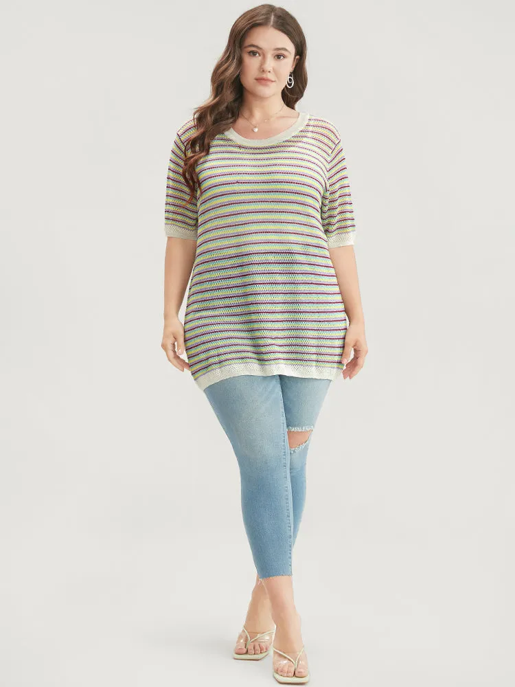 Striped Contrast Round Neck Knit Top sold by Bloomchic product image thumbnail 5