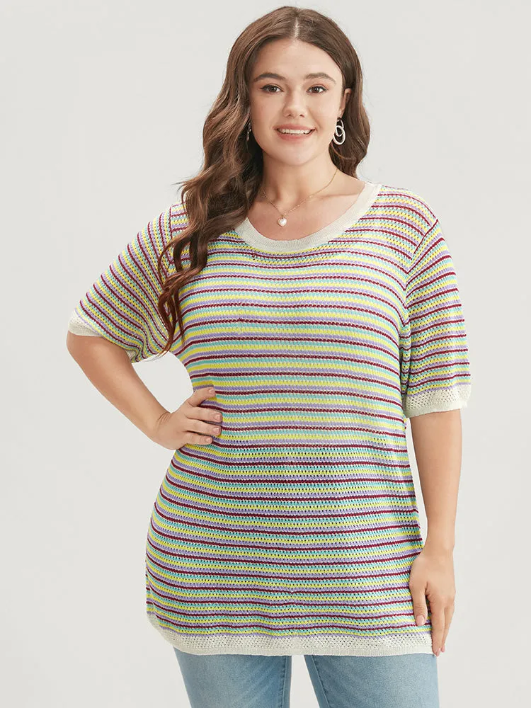 Striped Contrast Round Neck Knit Top sold by Bloomchic product image thumbnail 2