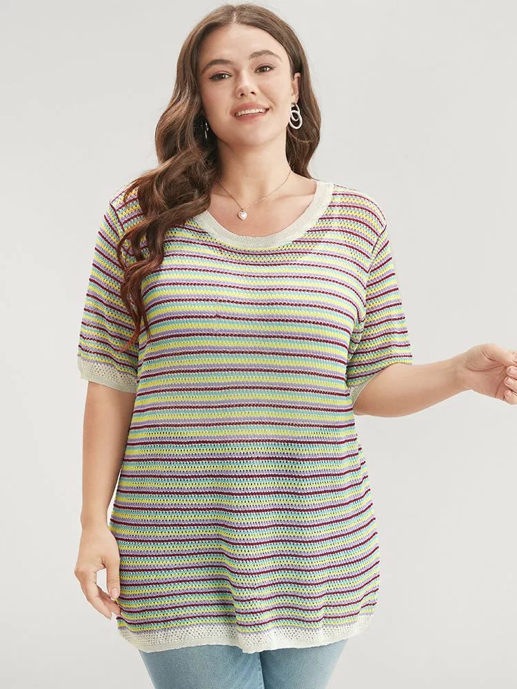 Striped Contrast Round Neck Knit Top sold by Bloomchic product image thumbnail 3