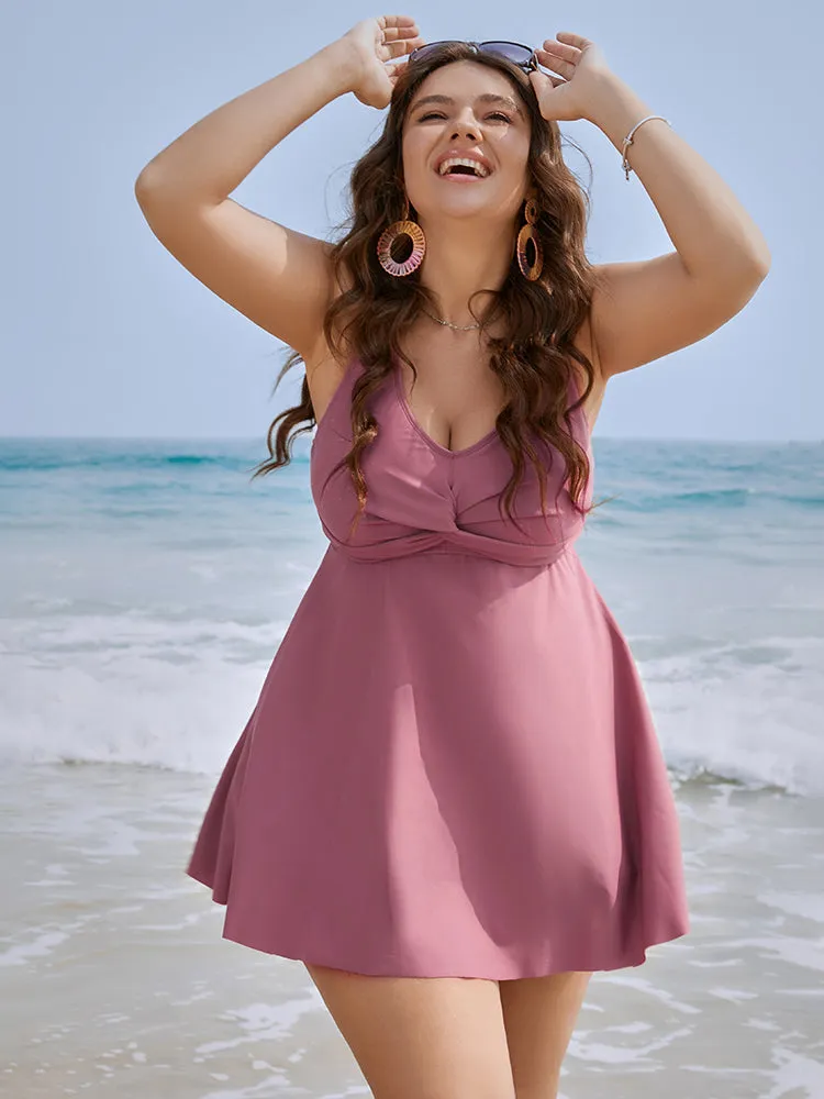 Twist Front Adjustable Straps Sculpt Waist Swim Dress sold by Bloomchic product image thumbnail 3