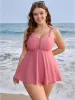 Crisscross Front Ruffle Hem Tankini Top sold by Bloomchic