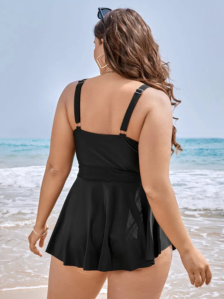 Ruched Ruffles Mesh Patchwork Tankini Top sold by Bloomchic product image thumbnail 2