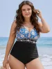 Bandana Patchwork Ruched Wrap One Piece Swimsuit sold by Bloomchic