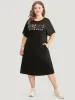 Graphic & Letter Print Dolman Sleeve Pocket Cold Shoulder Tee Dress sold by Bloomchic