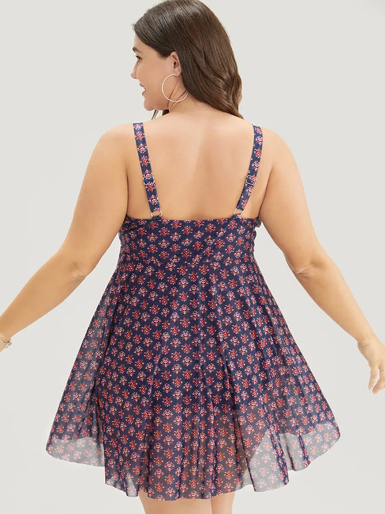 Bandana Print Adjustable Straps Mesh Ruffles Swim Dress sold by Bloomchic product image thumbnail 3