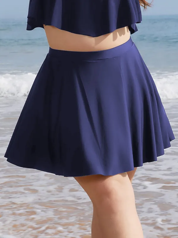 Solid Ruffles High Waist Swim Skirt sold by Bloomchic