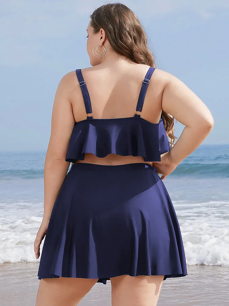 Solid Ruffles High Waist Swim Skirt sold by Bloomchic product image thumbnail 2