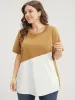 Colorblock Contrast Round Neck T-shirt sold by Bloomchic