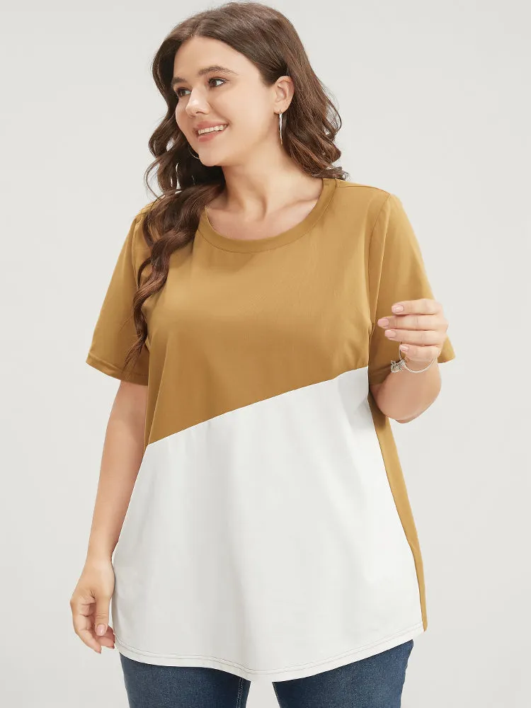 Colorblock Contrast Round Neck T-shirt sold by Bloomchic product image thumbnail 3