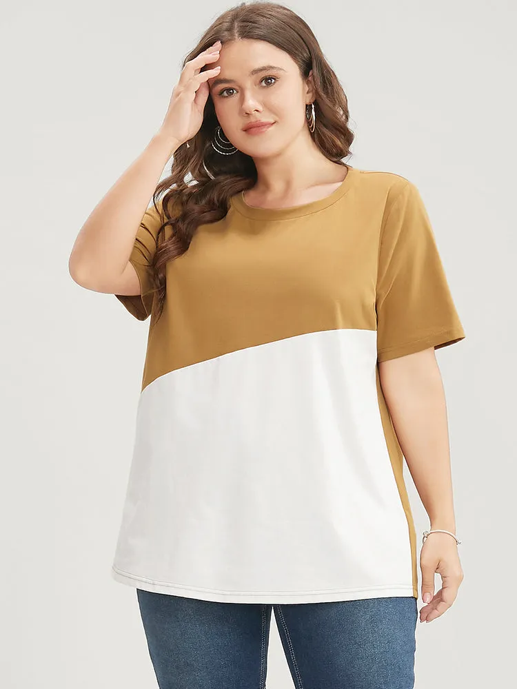 Colorblock Contrast Round Neck T-shirt sold by Bloomchic product image thumbnail 2