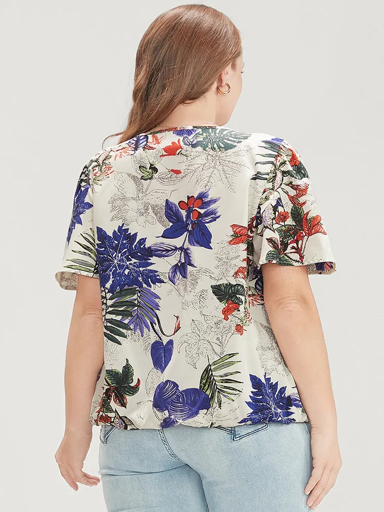 Plant & Floral Ruffle Sleeve Surplice Neck Blouse sold by Bloomchic product image thumbnail 4