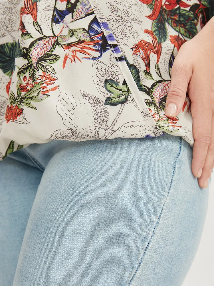 Plant & Floral Ruffle Sleeve Surplice Neck Blouse sold by Bloomchic product image thumbnail 5