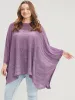 Plain Asymmetrical Hem Dolman Sleeve Knit Top sold by Bloomchic