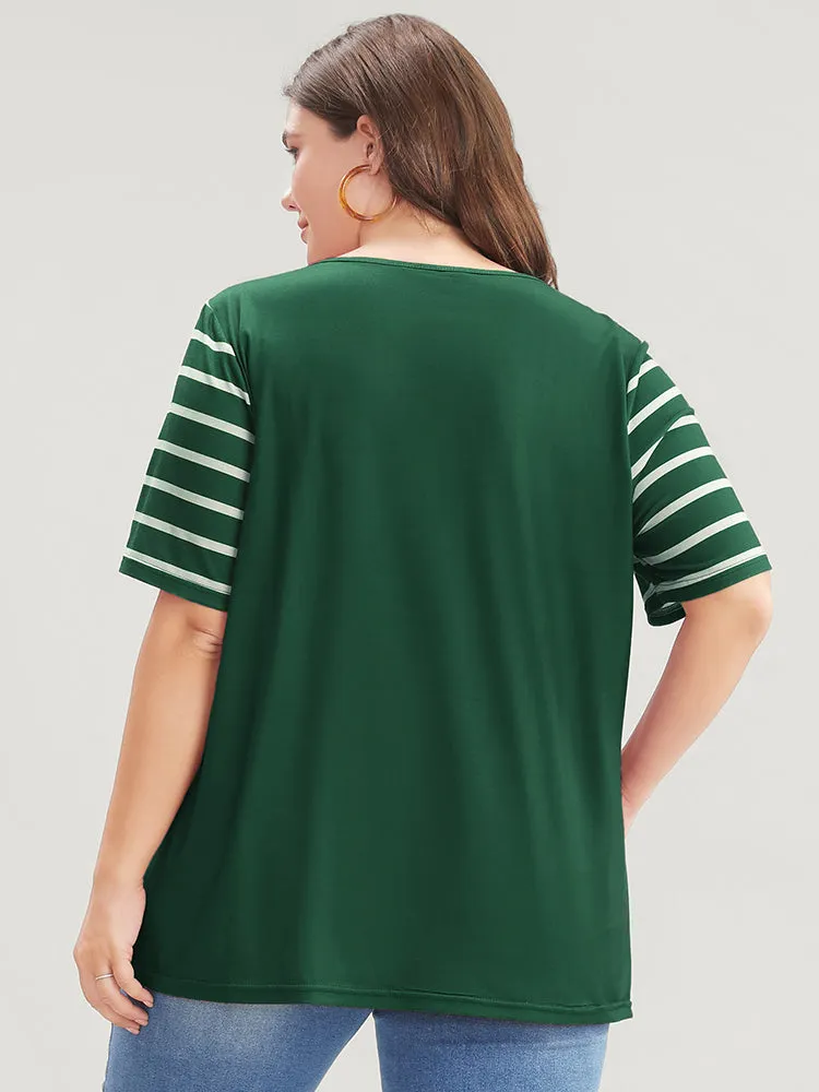 Striped Contrast Round Neck T-shirt sold by Bloomchic product image thumbnail 2