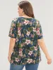 Tropical Print V Neck T-shirt sold by Bloomchic