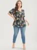 Tropical Print V Neck T-shirt sold by Bloomchic