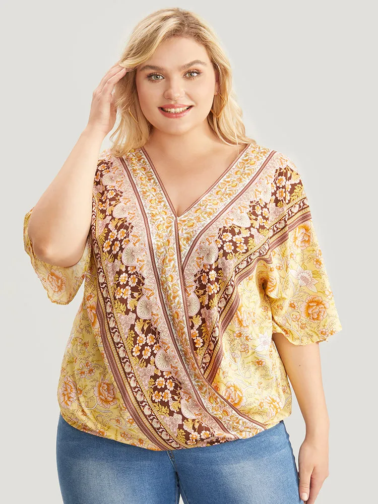 Floral Print Surplice Neck Blouse sold by Bloomchic product image thumbnail 4