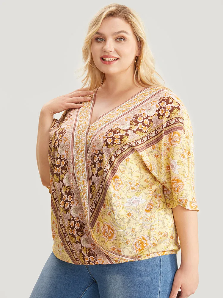 Floral Print Surplice Neck Blouse sold by Bloomchic product image thumbnail 2