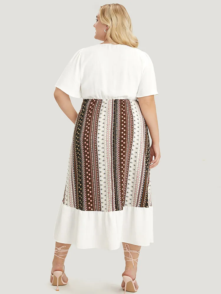 Bandana Patchwork Square Neck Pocket Ruffles Hem Dress sold by Bloomchic product image thumbnail 5