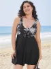 Floral Patchwork Knotted Front Split Swim Dress sold by Bloomchic