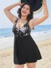 Floral Patchwork Knotted Front Split Swim Dress sold by Bloomchic