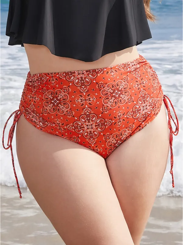 Bandana Print Drawstring Bikini Bottom sold by Bloomchic