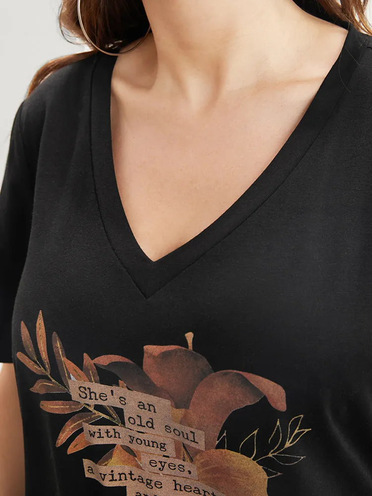 Floral & Letter Print V Neck Sleep Top sold by Bloomchic product image thumbnail 5