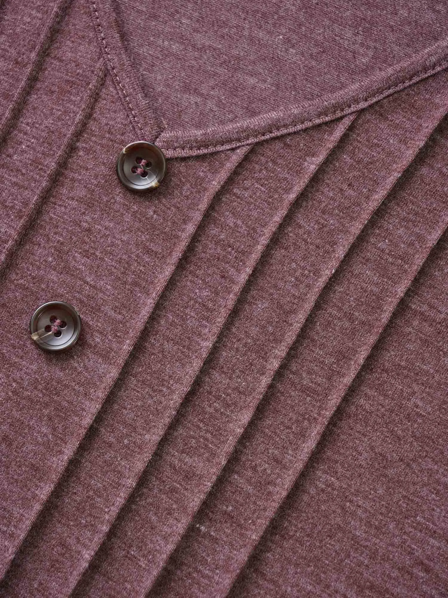 Solid Pleated Front Button Detail V Neck T-shirt sold by Bloomchic product image thumbnail 5