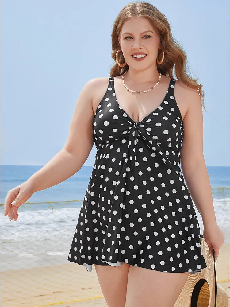 Polka Dot Twist Front Adjustable Straps Swim Dress sold by Bloomchic product image thumbnail 5