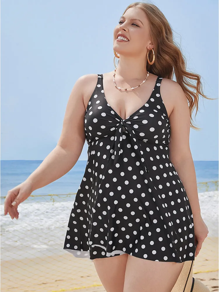 Polka Dot Twist Front Adjustable Straps Swim Dress sold by Bloomchic product image thumbnail 4