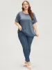 Plain Round Neck Rib Knit Tee sold by Bloomchic
