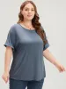 Plain Round Neck Rib Knit Tee sold by Bloomchic