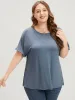 Plain Round Neck Rib Knit Tee sold by Bloomchic