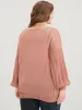 Plain Super Soft Knit Lantern Sleeve Wrap Knit Top sold by Bloomchic