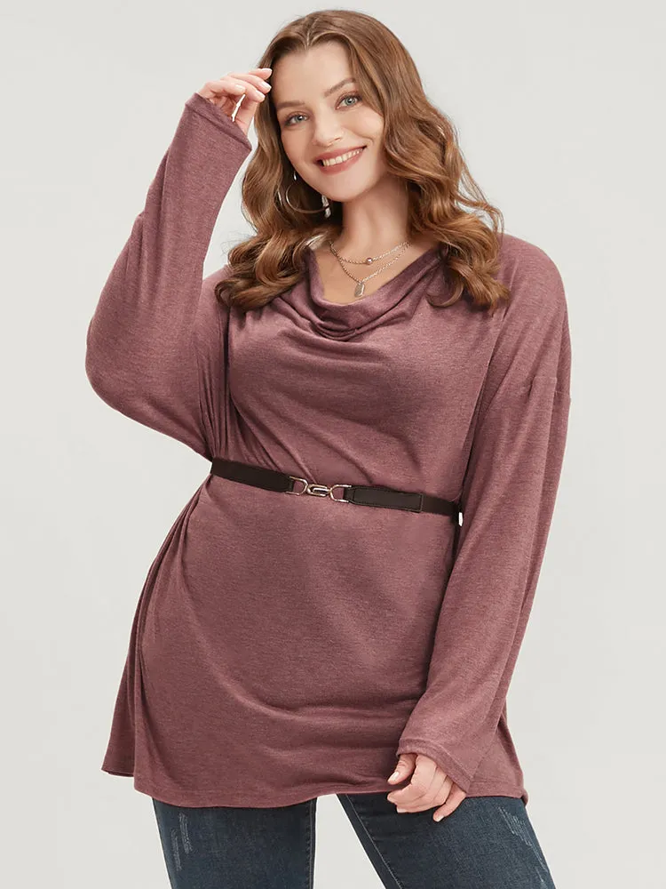 Plain Cowl Neck Long Tee sold by Bloomchic product image thumbnail 2