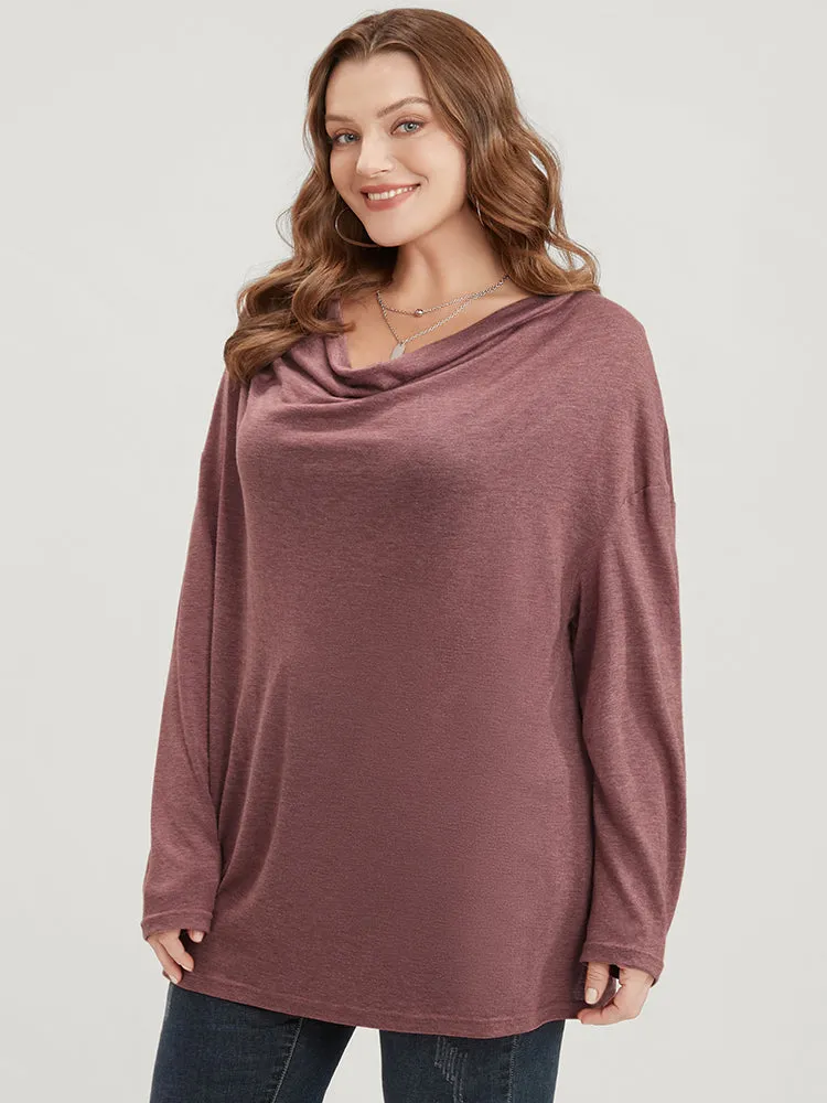 Plain Cowl Neck Long Tee sold by Bloomchic product image thumbnail 3