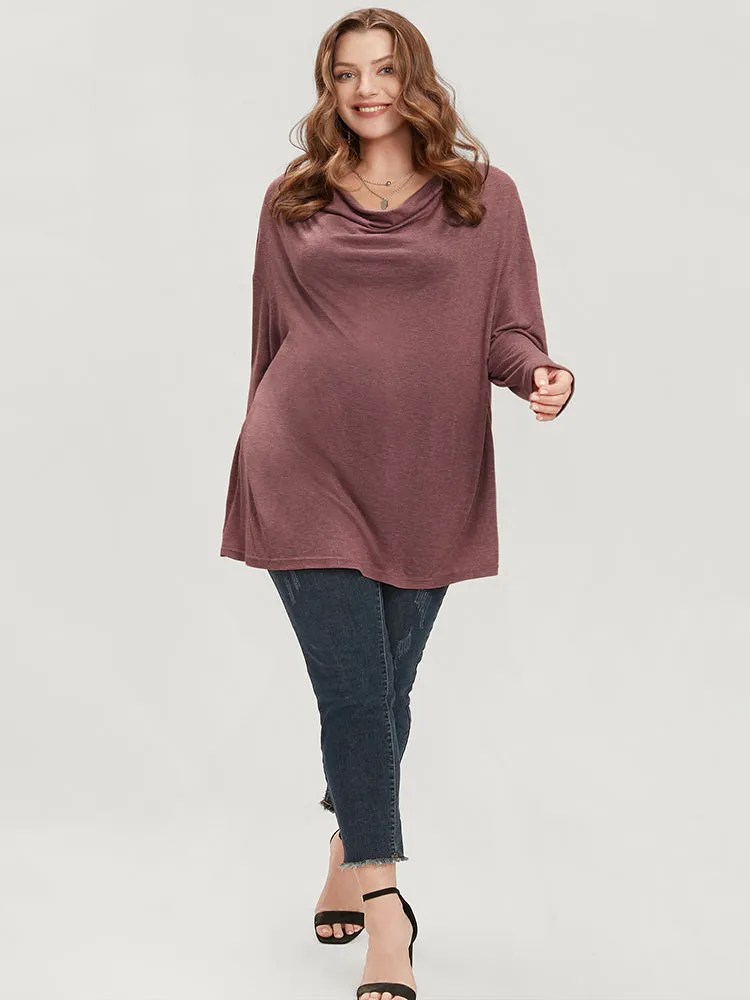 Plain Cowl Neck Long Tee sold by Bloomchic product image thumbnail 4